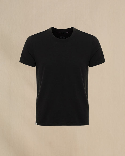 Wuru Women's 100% Merino Relaxed Crew Short Sleeve Black