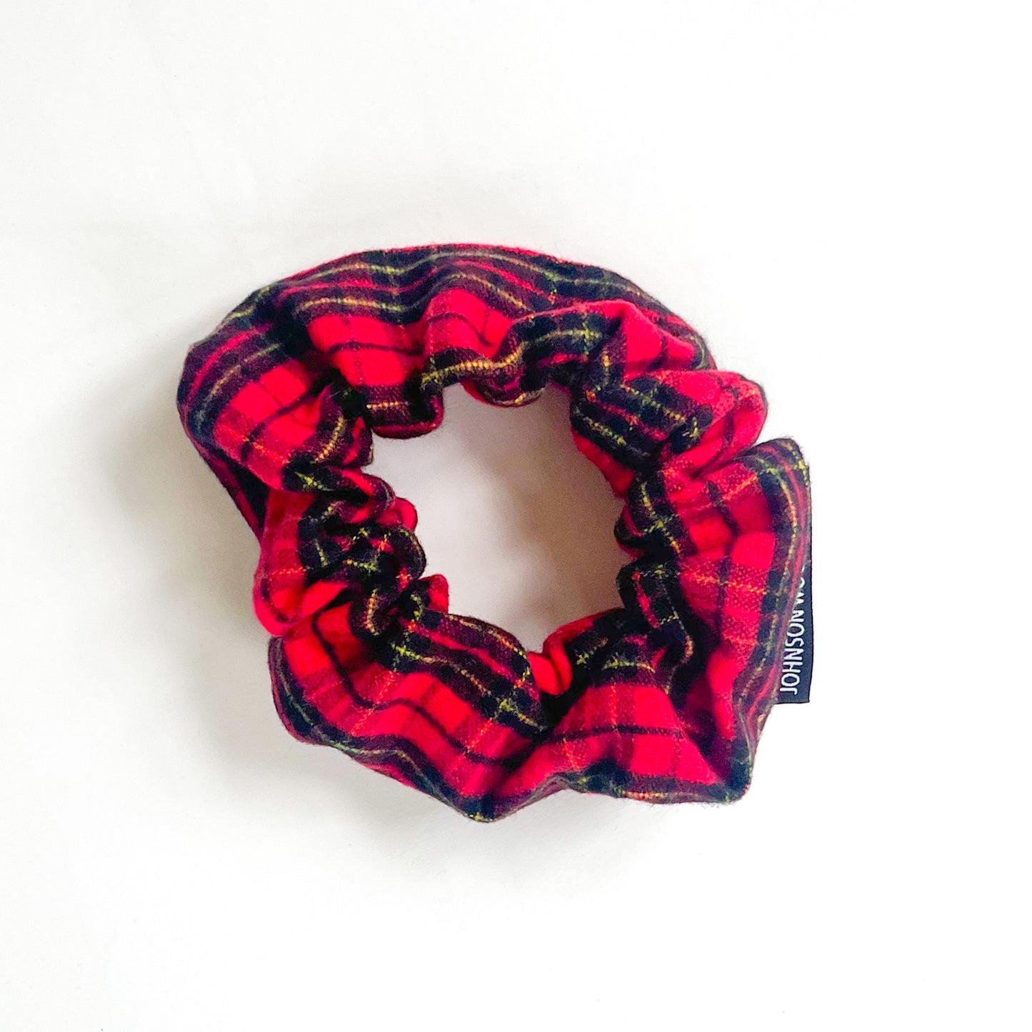 Red tartan flannel scrunchie