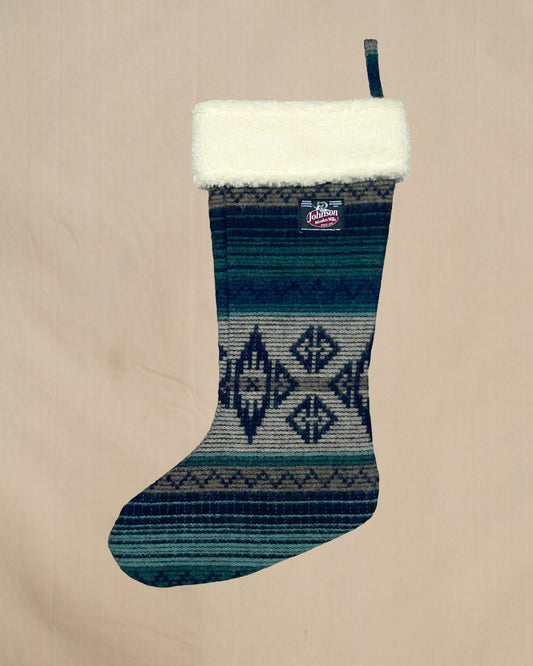 Wool Christmas stocking with a pattern on a beige background