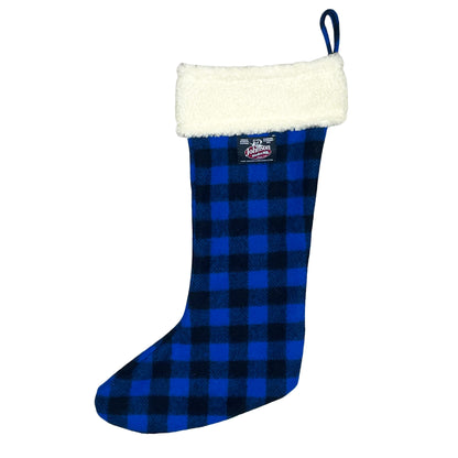 Blue and black buffalo check christmas stocking 
