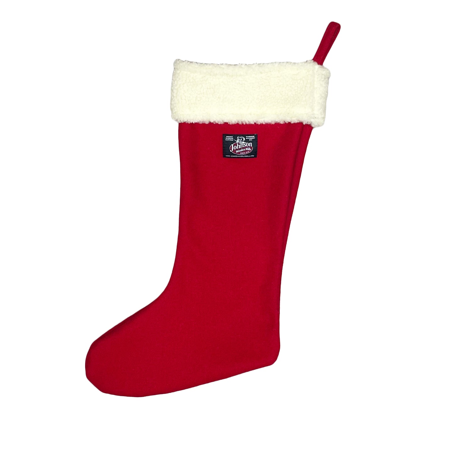 Johnson Woolen Mills red wool Christmas stocking
