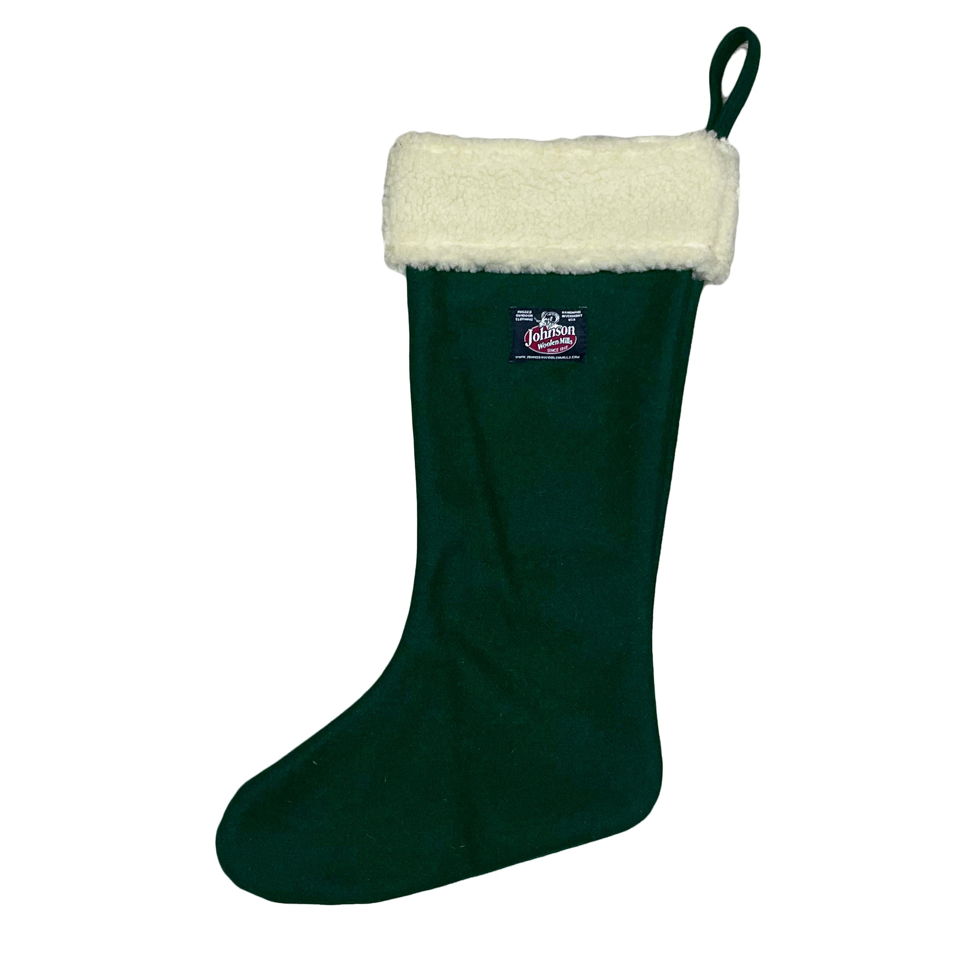Green wool christmas stocking 