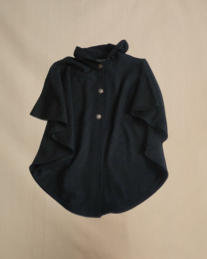 JWM Traditional Women's Button Cape,Midnight Black