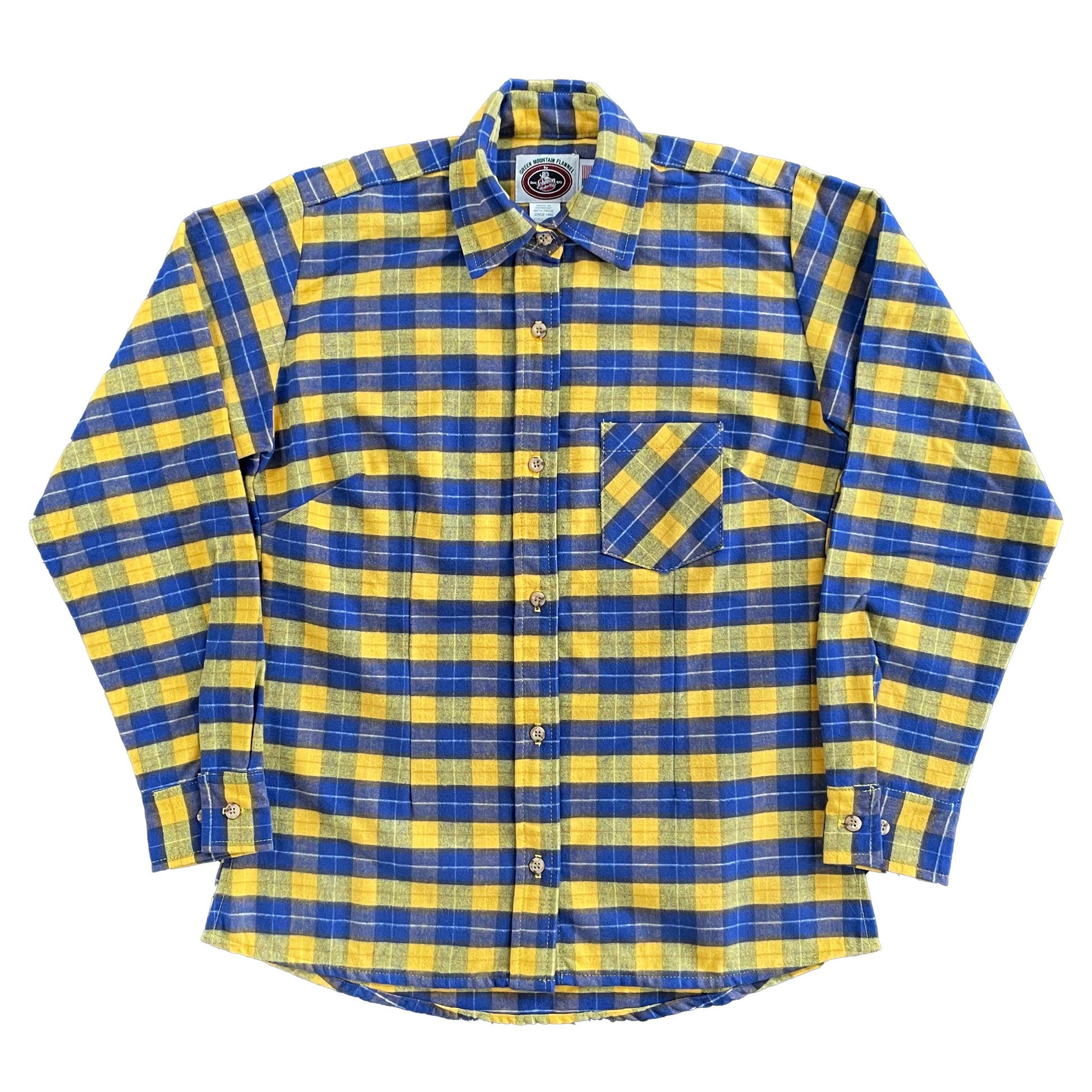Women's flannel yellow and blue plaid button down shirt