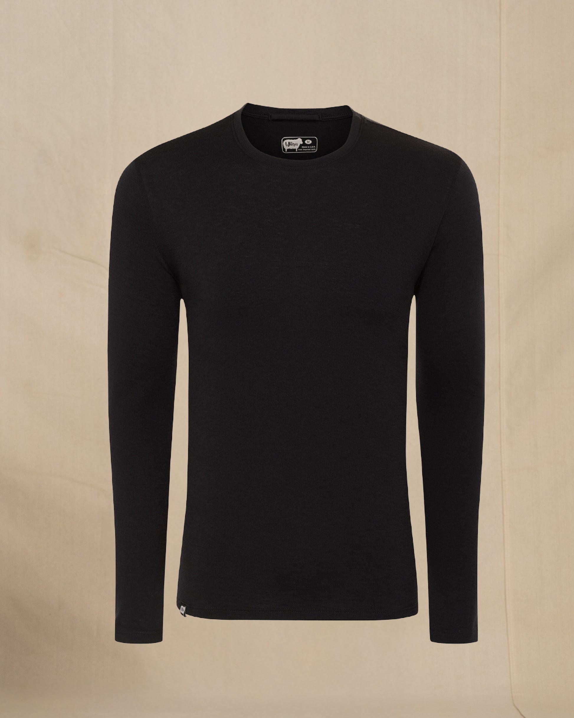 Wuru Men's 100% Merino Wool Long Sleeve in black