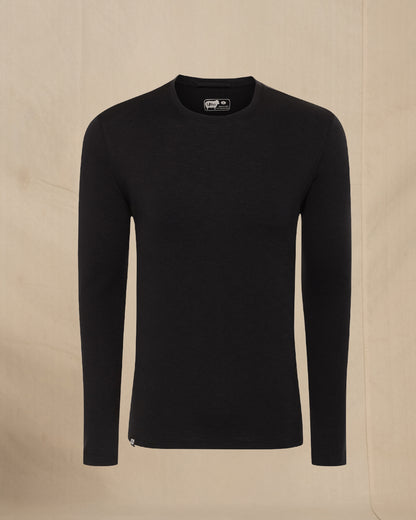 Wuru Men's 100% Merino Wool Long Sleeve in black