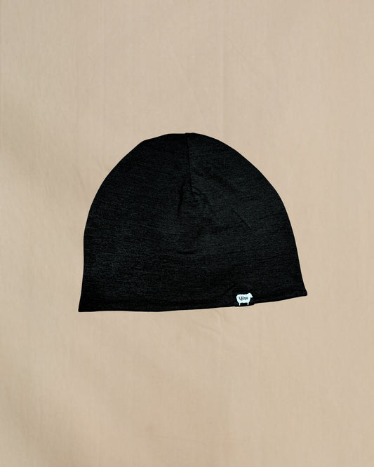 100% Merino Wool Beanie Black