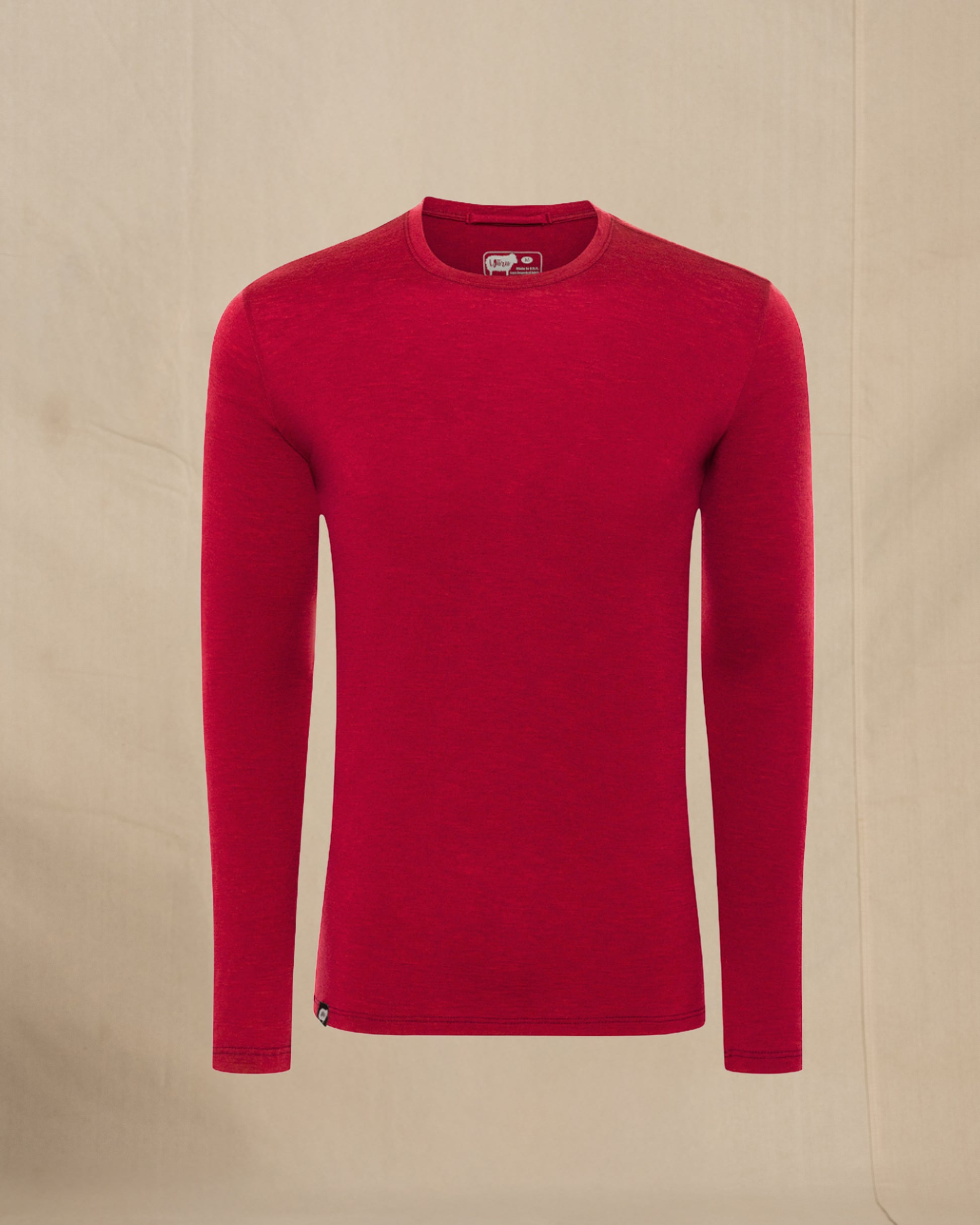 Wuru Men's 100% Merino Wool Long Sleeve in red