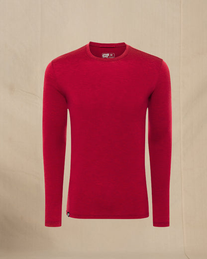 Wuru Men's 100% Merino Wool Long Sleeve in red