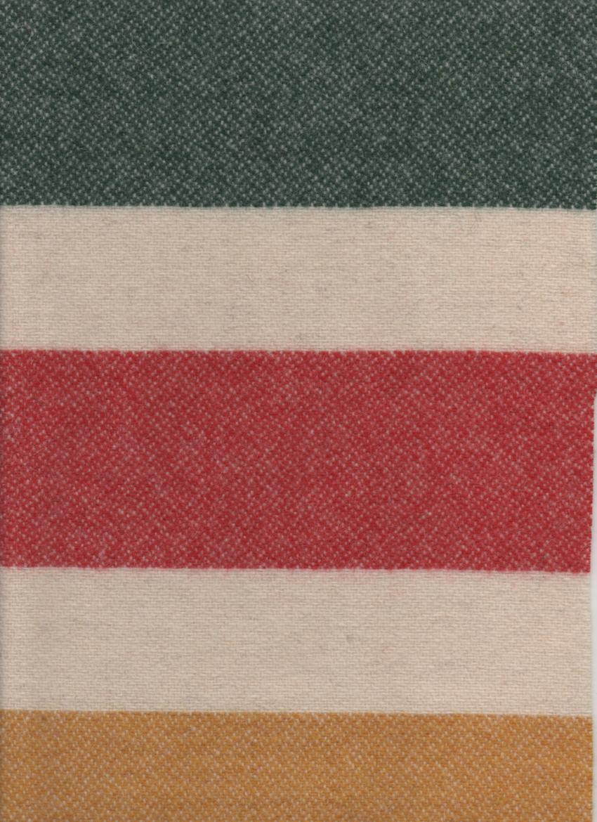 Johnson Woolen Mills Wool Swatch Candy Strip, Cream with Red/Yellow/Green strips front view