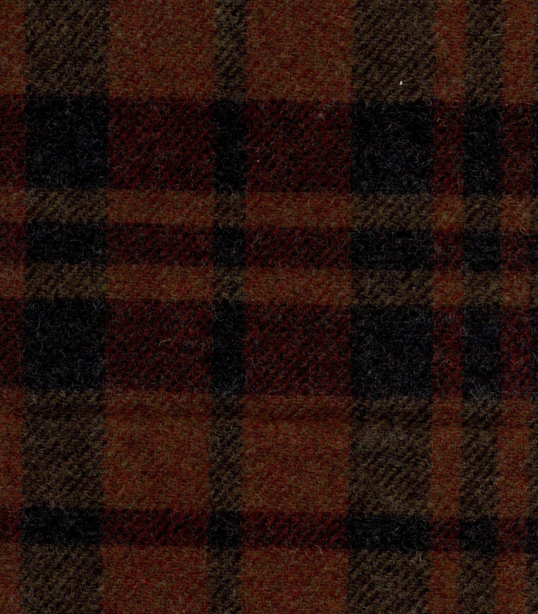 Wool fabric swatch brown and black plaid