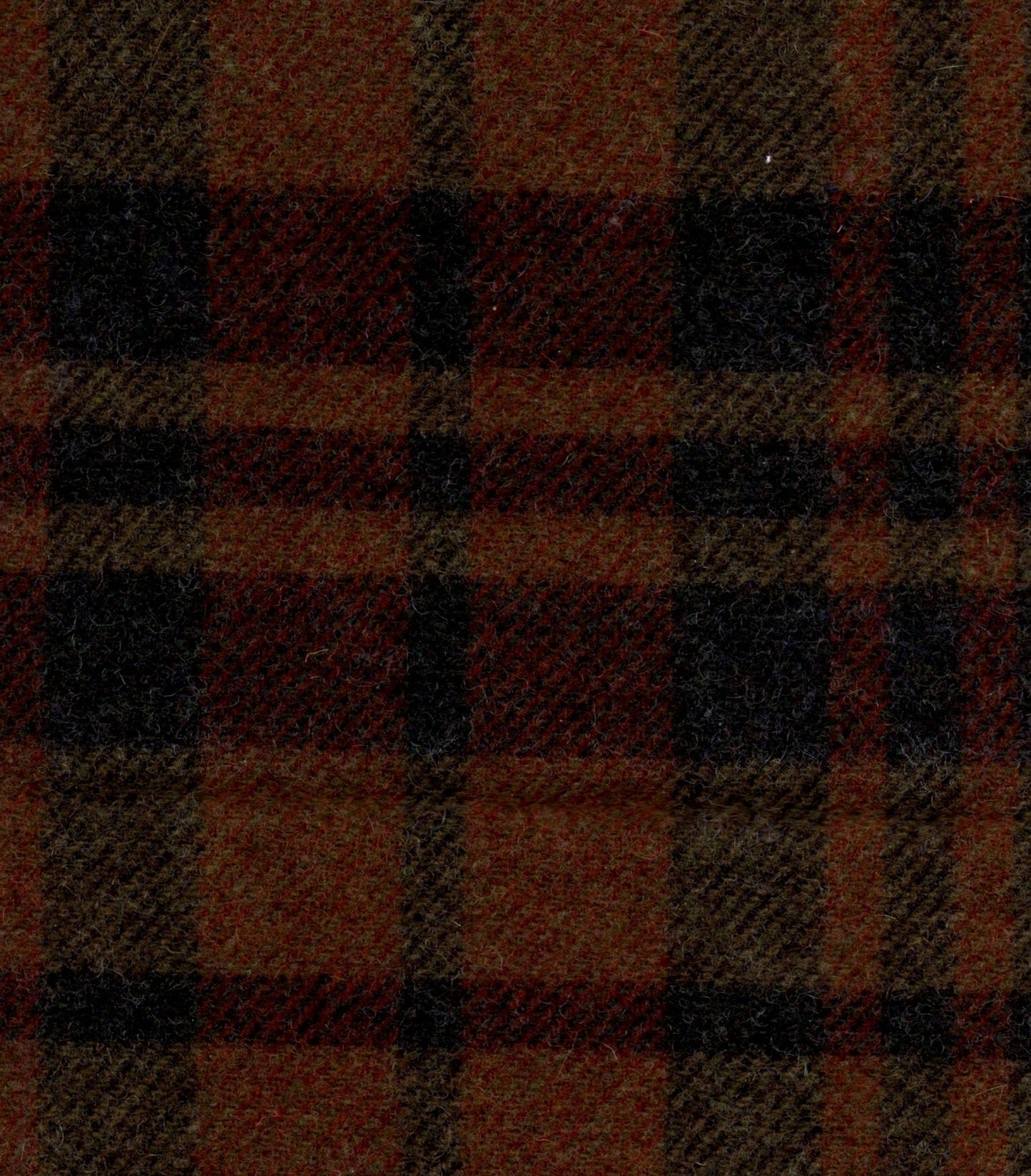 Wool fabric swatch brown and black plaid