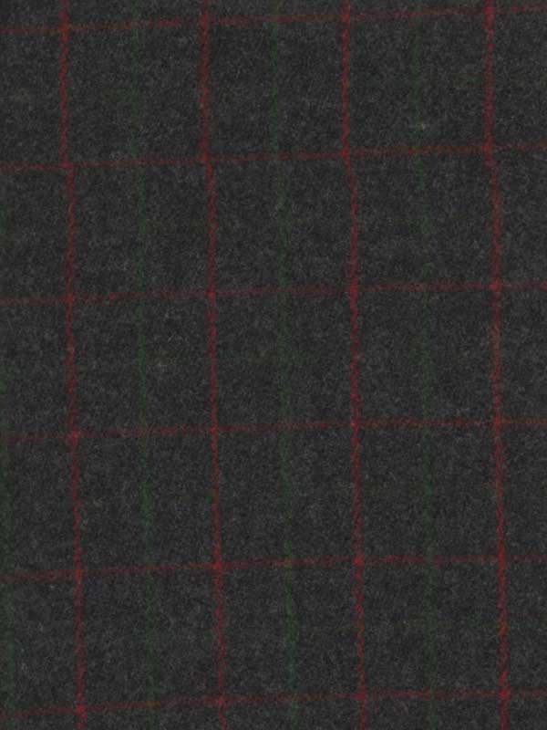 Johnson Woolen Mill Swatch, Adirondack Plaid, Grey with Red and Green Pin Stripes