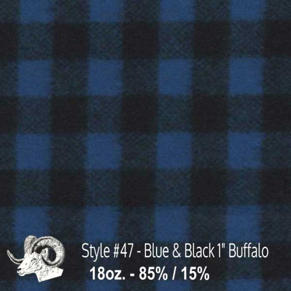 Johnson Woolen Mill Scarf, Blue and Black 1 inch Buffalo