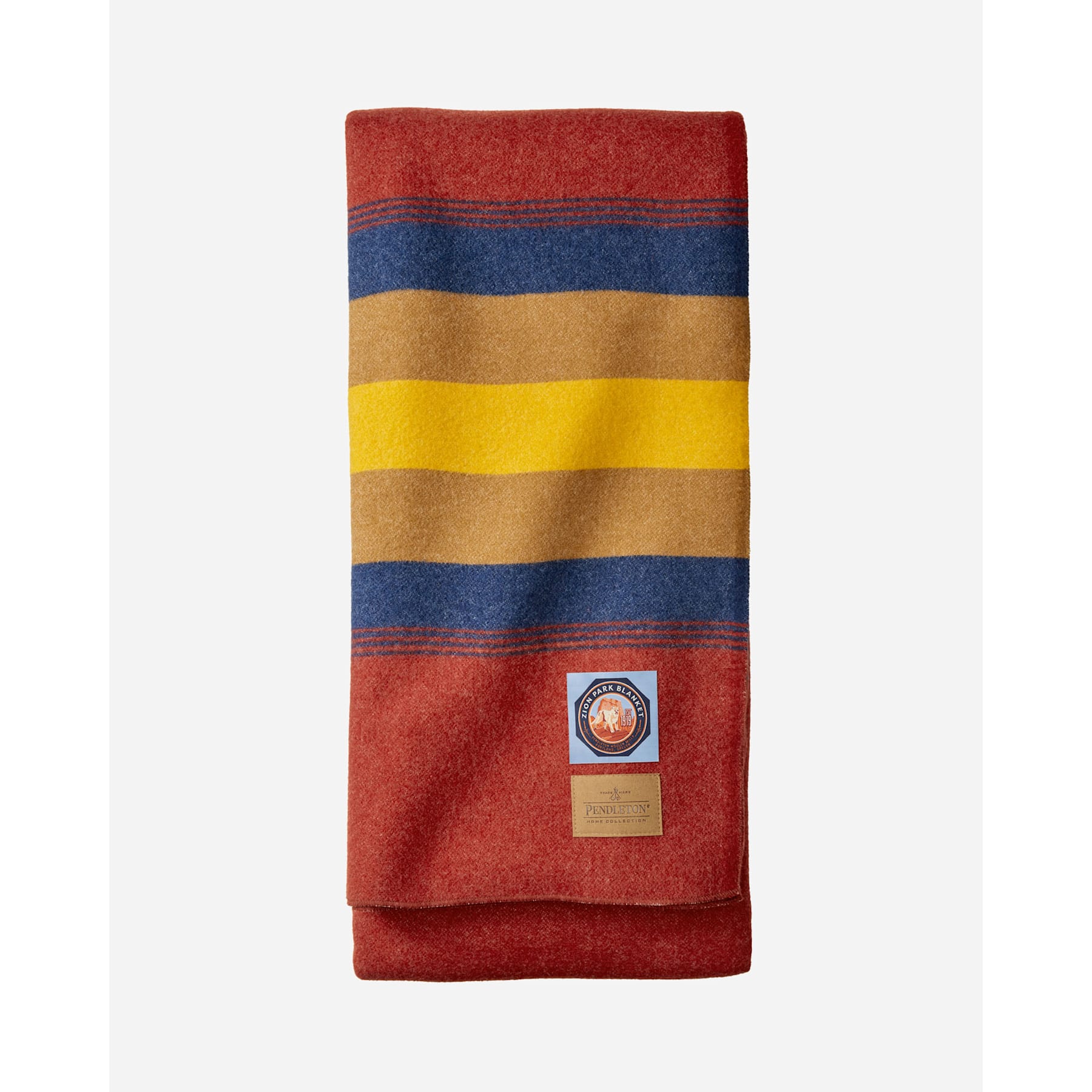Pendleton Blankets, burgundy/blue/yellow/brown stripes,  folded view