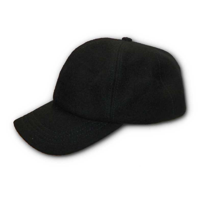 Wool baseball style cap, black