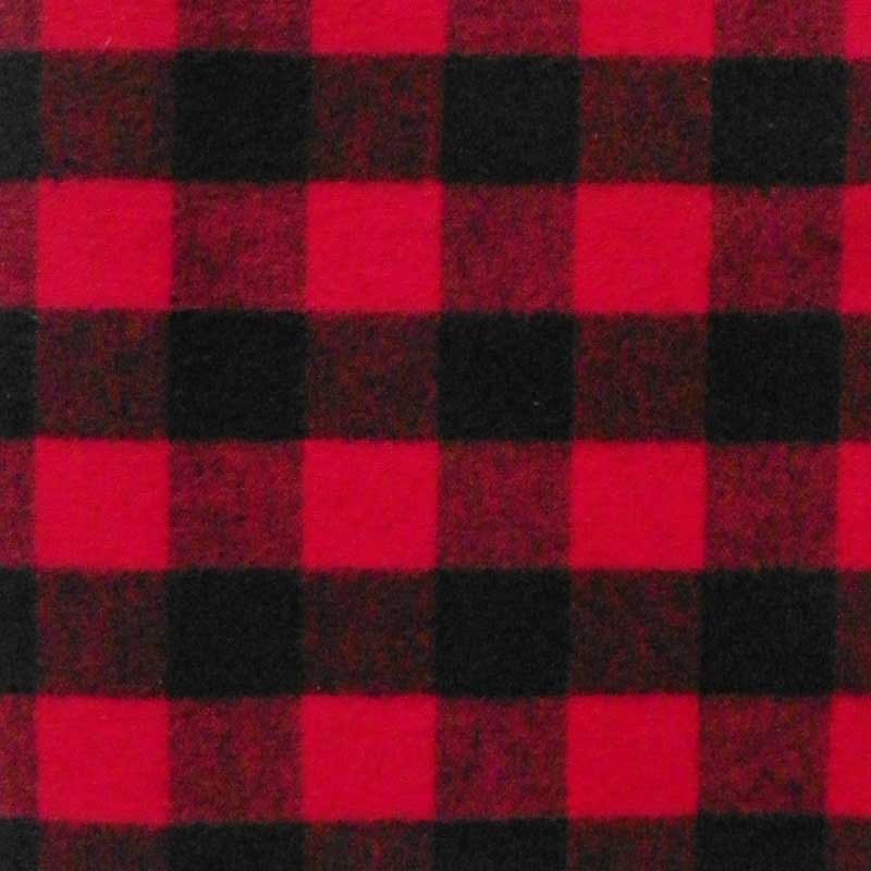 Green Mountain Flannel Swatch, Buffalo Check, Red, black check-small 1 inch square