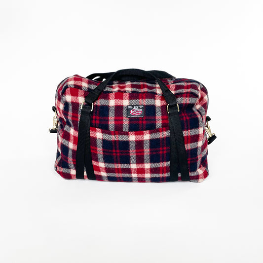 Johnson Woolen Mills Commuter Bag American Red White Blue Plaid front view
