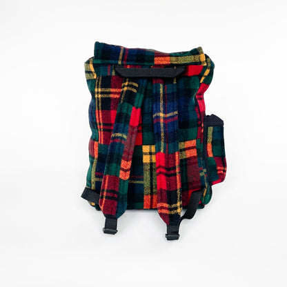 Wool back in pack multi color plaid, back view