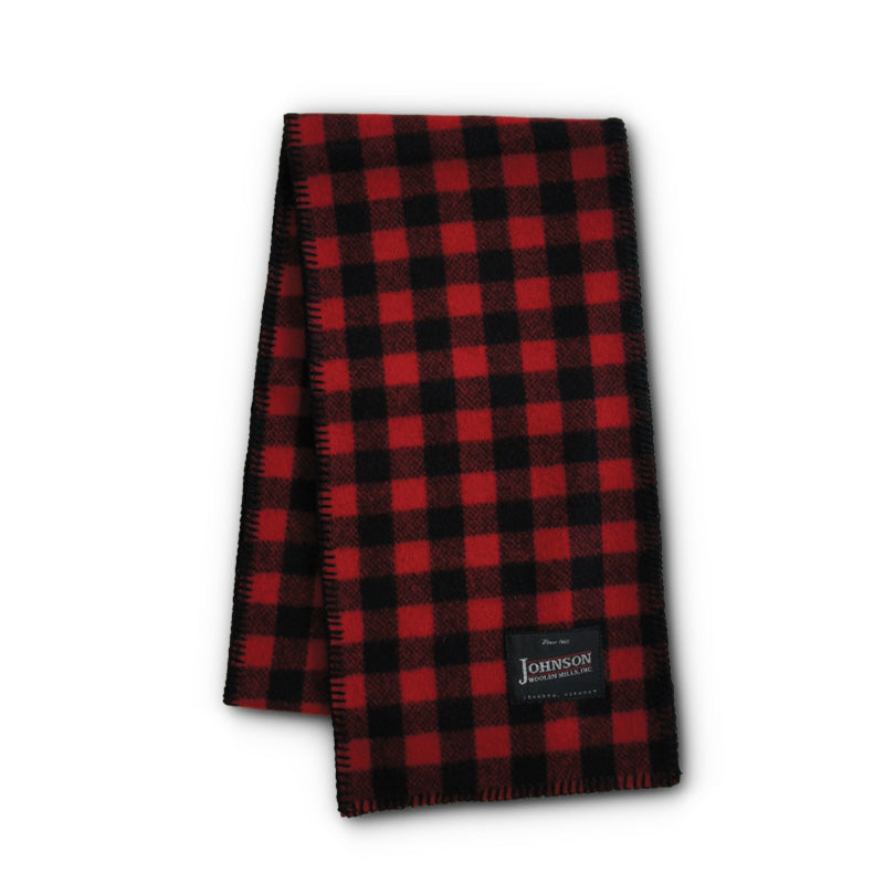 Johnson Woolen Mill Scarf, Red and Black 1 inch Buffalo Check