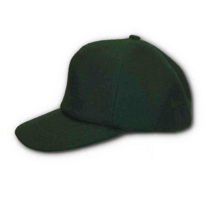 Wool baseball style cap, spruce green