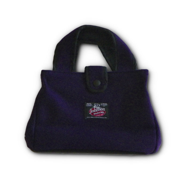 Bitty Bag with full liner inside pocket & snap closure & handle, deep purple, front view