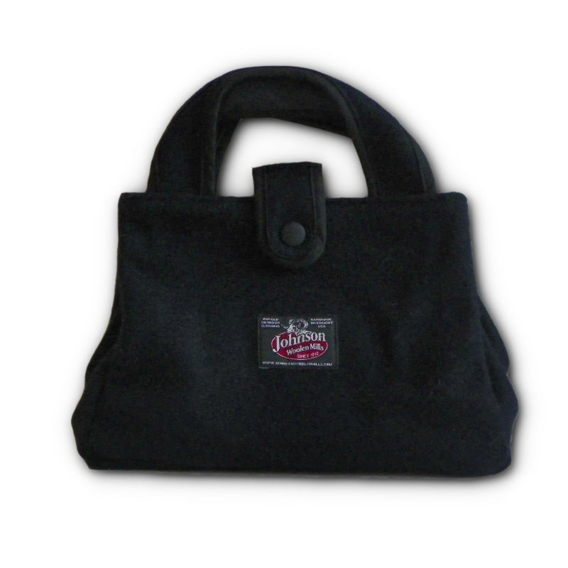 Bitty Bag with full liner inside pocket & snap closure & handle, midnight black, front view