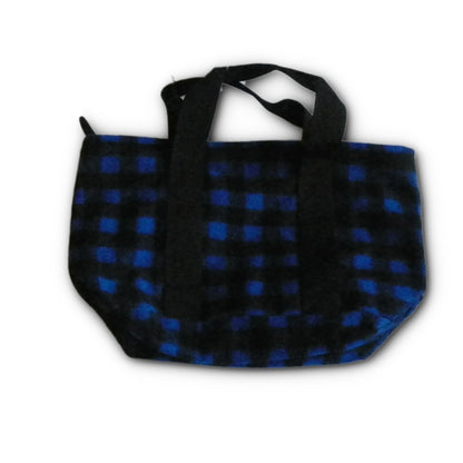 Johnson Woolen Mills Blue Black Buffalo Plaid Bucket Tote Bag with Handles 