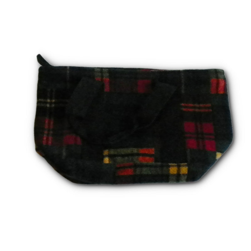 Johnson Woolen Mills Green Black Red Yellow (Crazy) Plaid Bucket Tote Bag with Handles 