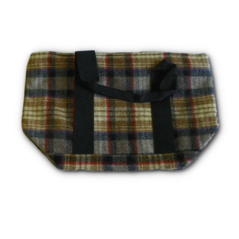 Johnson Woolen Mills Gold, Black, Red Plaid Bucket Tote Bag with Handles 