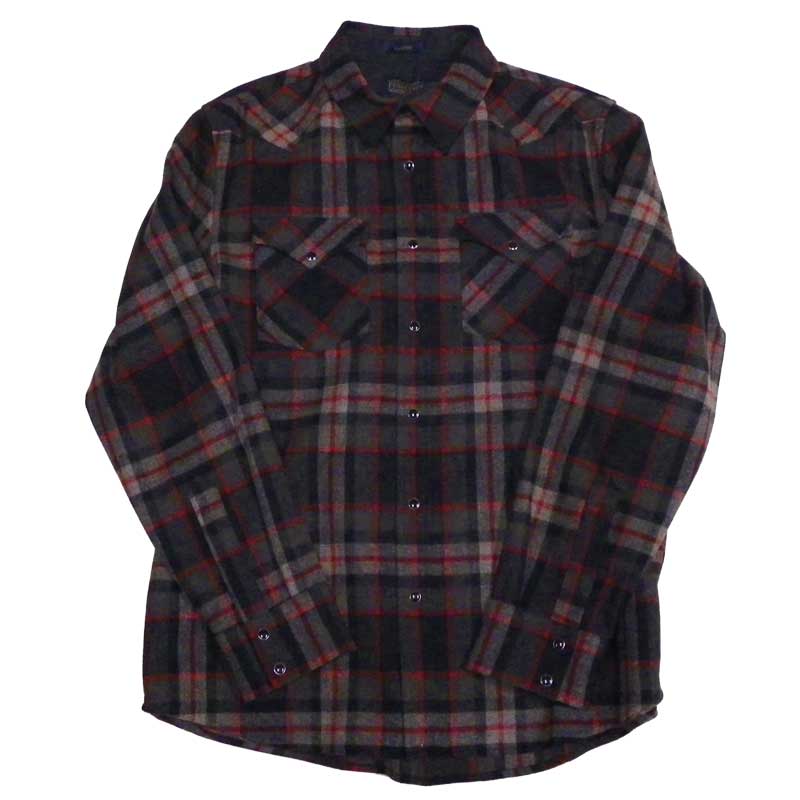 Pendleton  Umatilla wool western-style long sleeve button down shirt in in red, white, gray and black plaid