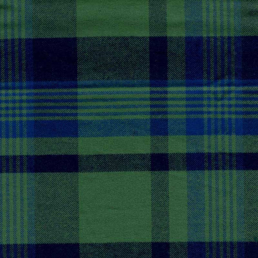 Green Mountain Flannel  green, navy and royal blue plaid