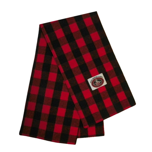 Green Mountain Flannel black and red (Buffalo check)scarf with logo