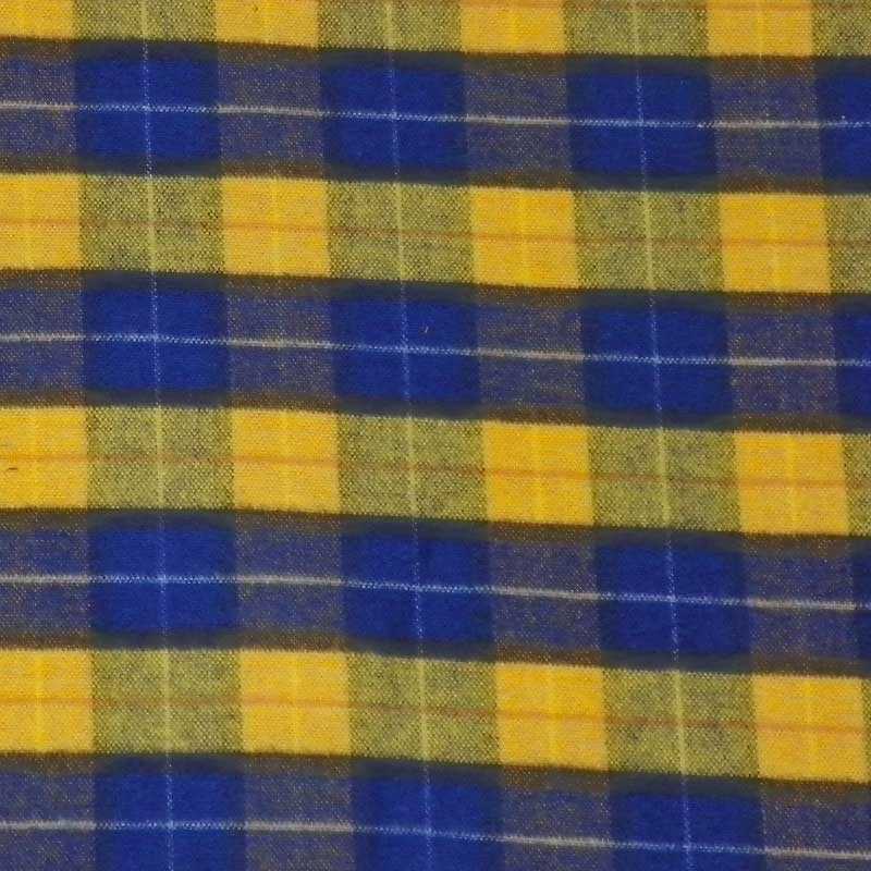 Green Mountain Flannel Swatch, Yellowstone, Yellow, blue, black, white, squares