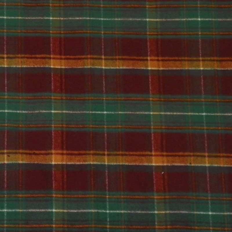 Green Mountain Flannel fabric - Whiskey River, Red, Green, Orange,  White plaid