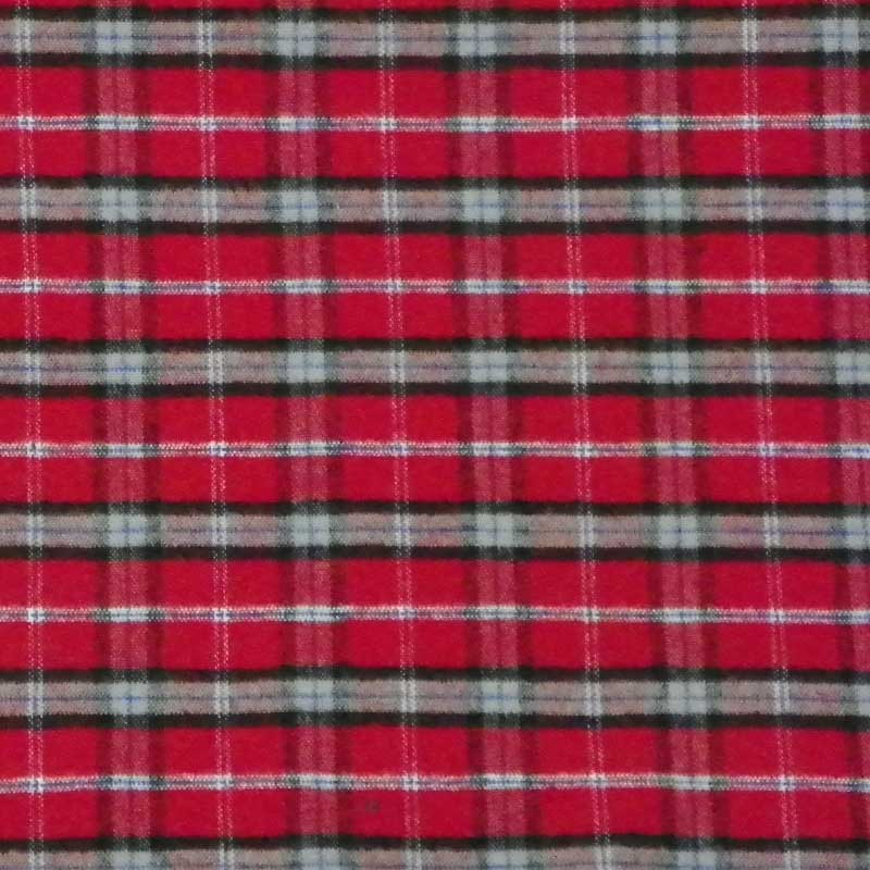 Green Mountain Flannel Swatch, Lumber Jack, red background with black/white lines