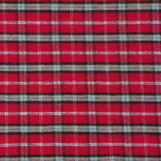 Green Mountain Flannel Swatch, Lumber Jack, red background with black/white lines