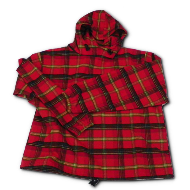 Green Mountain Flannel Hoodie, Red/Orange & Yellow, drawstring hood, double entry front lower pockets, front view