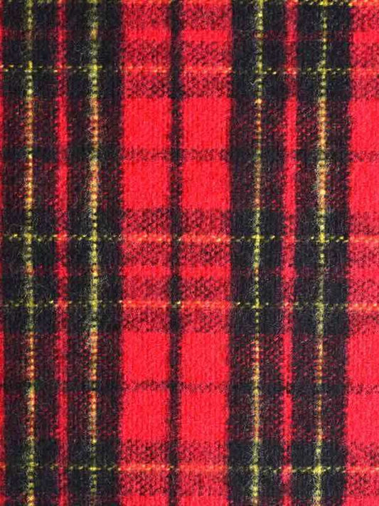 Green Mountain Flannel Swatch, Red Tarten, red background with black/red/crazy color lines