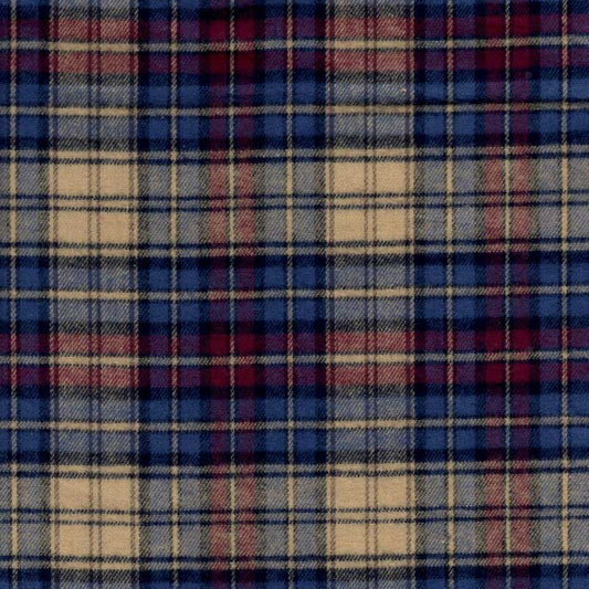 Green Mountain Flannel swatch - tan, blue, maroon, yellow small plaid