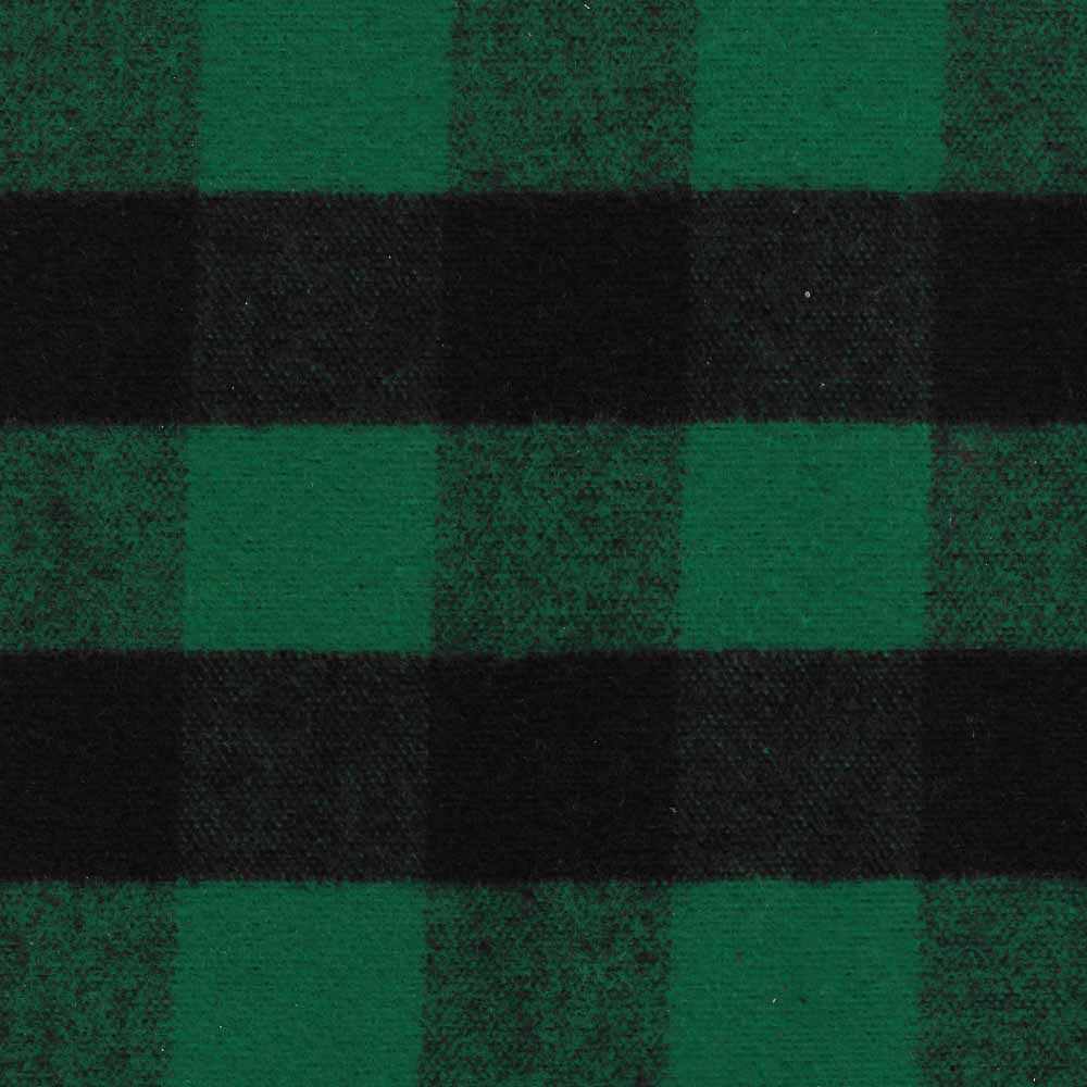 Wool fabric swatch green and black 1 inch buffalo plaid