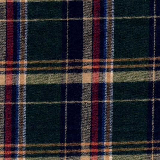 Green Mountain Flannel swatch - green, blue, red, gold, white plaid