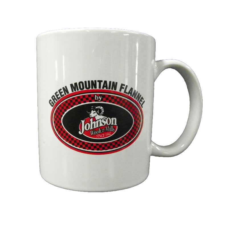 Johnson Woolen Mills Coffee Cup, white with JWM logo