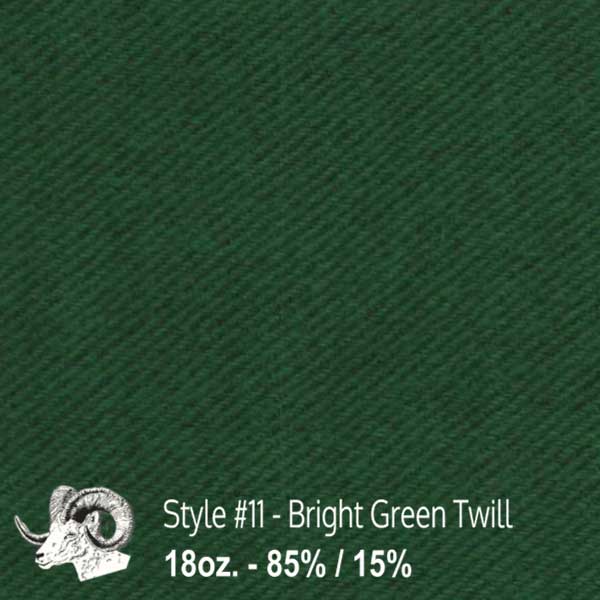 Wool fabric swatch bright green twill