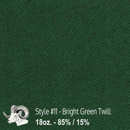 Johnson Woolen Mills swatch - bright green twill solid 