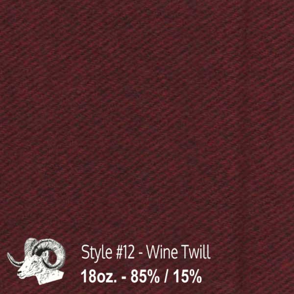 Wool fabric swatch wine twill