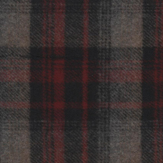 Johnson Woolen Mills Wool Swatch Maroon/Black/Beigh Muted Plaid front view
