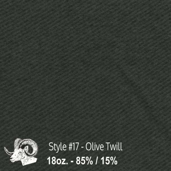 Wool fabric swatch olive twill