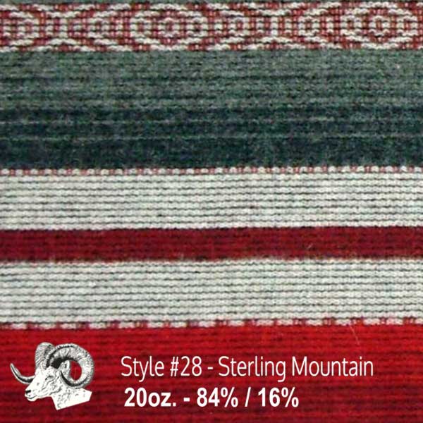 Johnson Woolen Mills Wool Swatch Sterling Mountain red/gray Indian Print
