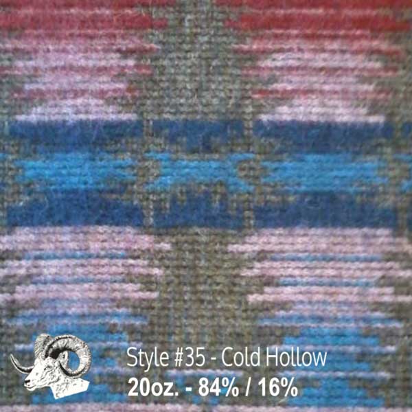 Johnson Woolen Mills Swatch, Cold Hollow, blue/cranberry/pink lines